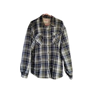 Vintage Wrangler Size L Jacket Green Plaid Sherpa Lined Button Shacket